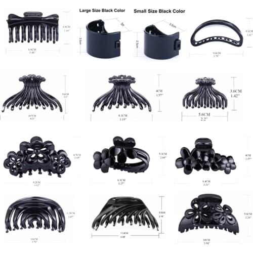 Women Elegant Big Black Hair Claw for Bathing Large Size Ponytail Hairpin Barrette Jaw Clip Geometric Hairpins Hair Styling Tool