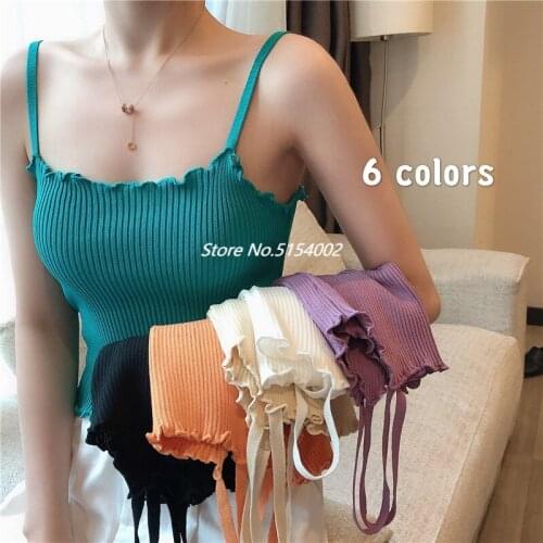 2021 Sexy Off Shoulder Knitted Navel Bare Cropped Tops Summer Women Jumper Tops Lady Knitwear Camis Tank Tops Shirt