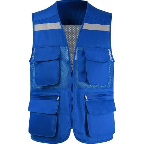 Mens Vest Tool Coat Fashion Summer Photographer Waistcoat Mesh Work Sleeveless Jacket Tool Many Pocket Vest Male