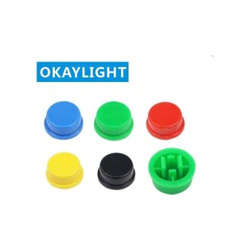 100PCS A24 B3F SMD Square Head Button Cap Round Button Cap 12*12*7.3 Pin Red Yellow White Green Black Blue