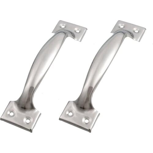 2 x Silver Tone Stainless Steel Pull Handles Grips 6" for Windows Doors