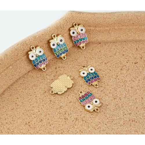 20 BULK Enamel and Glitter Owl Charm Colorful Owl Clip on Charm for Jewelry Making Sparkling Crystals Pendants Charm Owl RT3DF