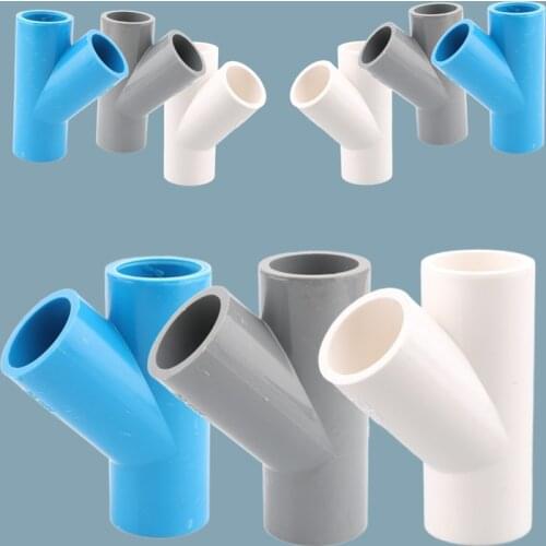 1pc 20/25/32/40/50mm PVC Pipe 3-Way Connector Garden Irrigation Water Pipe Y Adapter Fish Tank Joint 45 Degree Connector