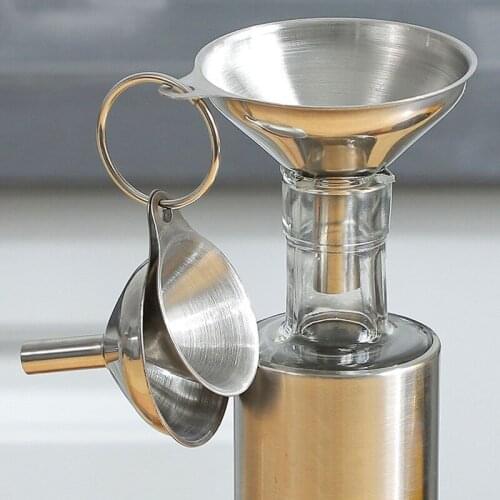 3Pcs Stainless Steel Funnel Set Multifunctional Spices Wine Flask Funnels Portable Hook Powder Oil Liquid Funnel Kitchen Gadgets