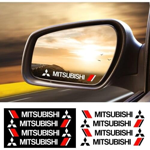 4PC Car Door Handle Sticker Rear View Mirror Sticker Wheel Stickers with Logo for Mitsubishi Asx Outlander Xl 3 Auto Accessories