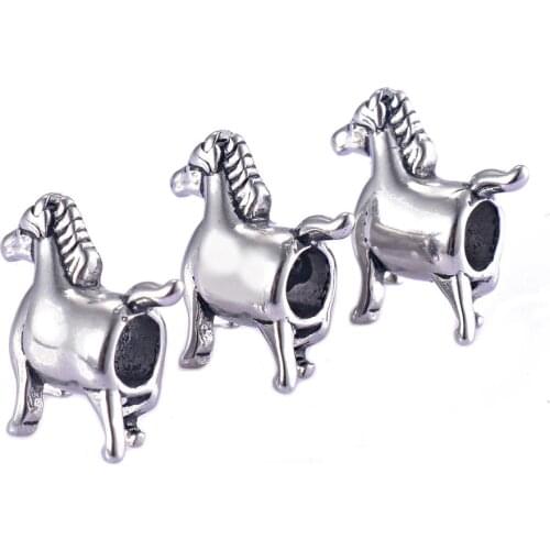 5pcs Stainless Steel Big Hole Horse Charm for Snake Chain Bracelet Jewelry Makings DIY Finding,Hypoallergenic