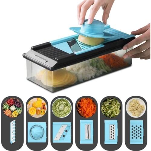 7 In1 Food Vegetable Salad Fruit Peeler Cutter Slicer Dicer Chopper Onion Steel Blade Multifunction Kitchen Tool