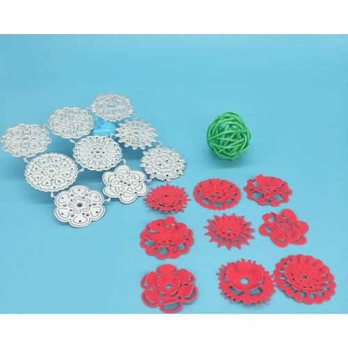 9 hollow round flower metal cutting molds for scrapbook album decoration DIY handmade art