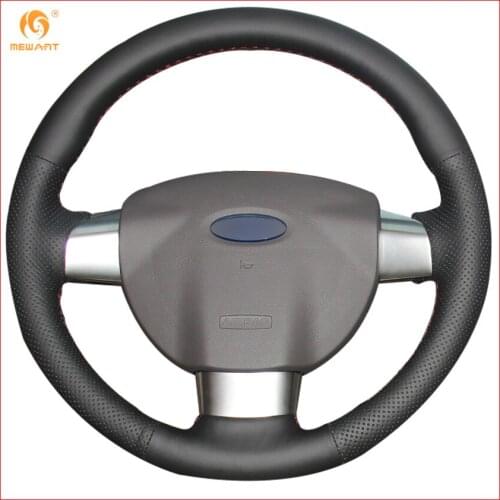 MEWANT Black Artificial Leather Car Steering Wheel Cover for Ford Focus 2 2005-2011 (3-Spoke) Interior Accessories Parts