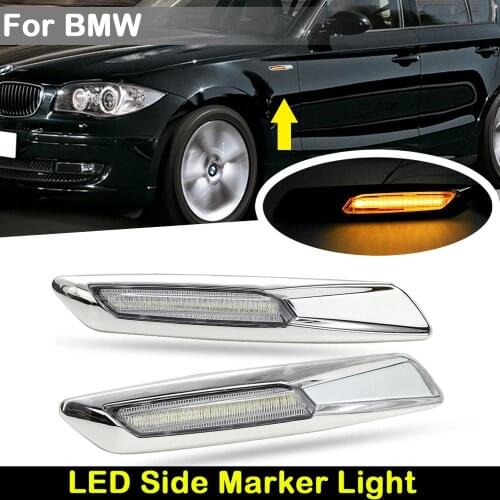 For BMW 1Series E82 E88 3Series E90 E91 E92 E93 5Series E60 E61 Silver Chrome Finishes Car Side Marker Light Turn Signal Lights