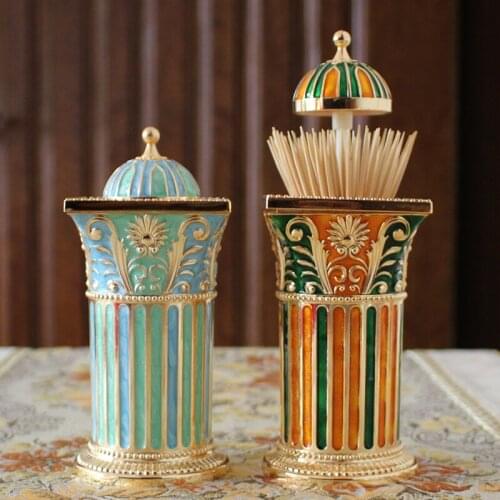 European Roman column toothpick dispenser automatic toothpick holder toothpick case storage box for home decoration YQT044