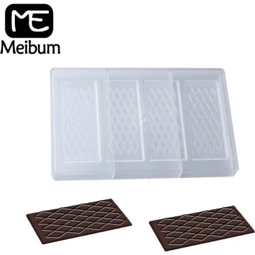 Meibum 4 Cavity Rhombus Stripe Shape Candy Mould Polycarbonate Chocolate Mold DIY Party Cake Decoration Confectionery Pan
