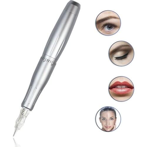 LW002 Tattoo Permanent Makeup Machine Pen Eyebrow Carving Rotary Tattoo Pen Kit with 1rl Cartridges Needles 12V Strong Power