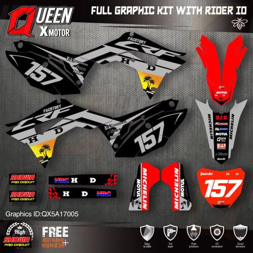 QUEEN X MOTOR Custom Team Graphics Backgrounds Decals Stickers Kit For HONDA 2018-2020 CRF250R 2017-2020 CRF450 005
