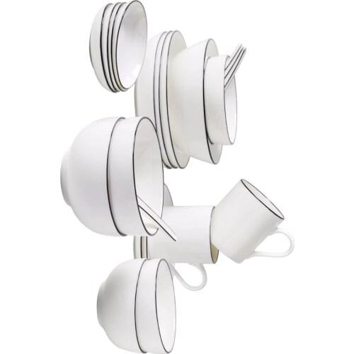 GUCI 22 pieces Bone Porcelain Tableware Set Home Bowl Japanese Style Simple 6 People Ceramic Korean Wedding Gift Set