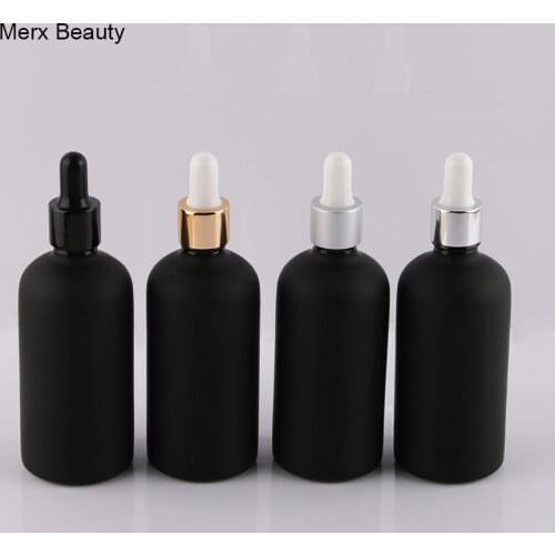 Wholesales 8pcs 100ml matte frosted black glass Dropper bottle empty perfume bottles Liquid Bottle essential oil bottles