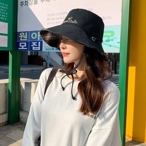 Womens Letter Double-Sided Panama Foldable Bucket Hat Wide Brim Bob Sun Hats Summer Streetwear Fishing Beach Fisherman Hat Bone