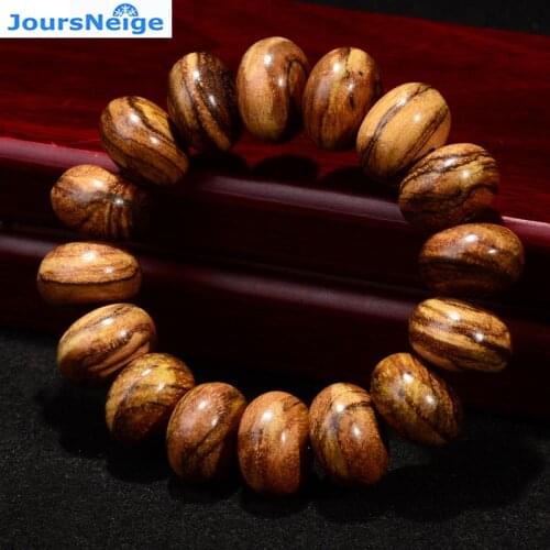 Authentic flowers Qi Nan Wooden Bracelets Buddha Abacus Beads Tiger Pattern Incense Wood High Density Hand String Jewelry