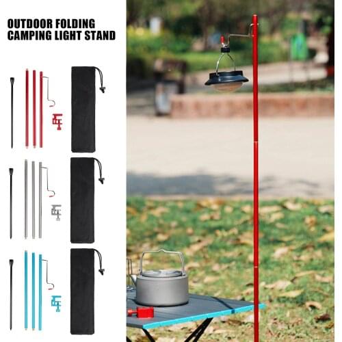 Outdoor Folding Camping Light Stand Pole Kit Aluminum Alloy Portable Camping Tent Table Hanging Light Fixing Stand Holder