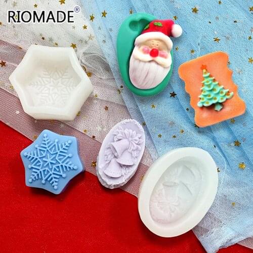 Snowflake Bells Tree Santa Claus Deer Model Silicone Soap Mold DIY Handmade Soap Candle Making Mould Christmas Decoration Tools