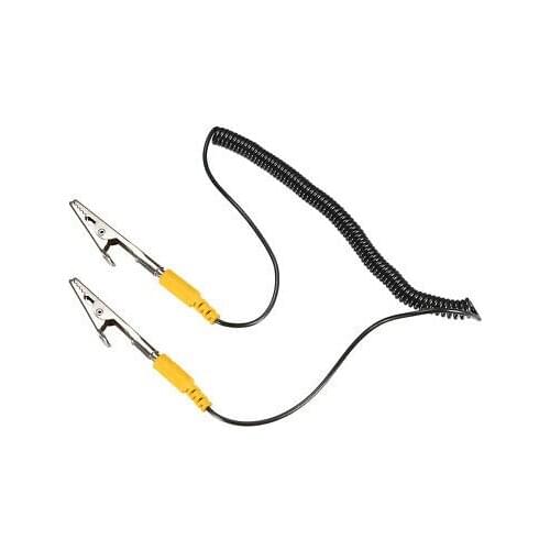 Anti-Static ESD Grounding Cable Coiled Cord, with Double Alligator Clip Claw