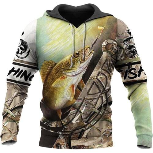 The latest beauty fishing camouflage 3D printed zipper Hoodie men / women haajuku Sweatshirt casual fashion hip hop Hoodie Top