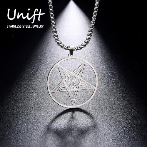 Unift Supernatural Pentagram Necklace Pendant Stainless Steel Amulet Necklace For Men Anniversary Jewelry Gift