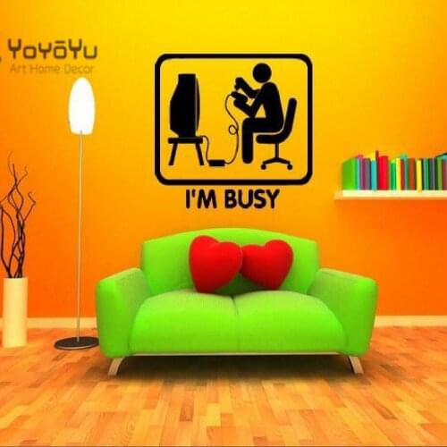 Wall Decal Vinyl Sticker Gaming Gamer Geek Games Joystick Computer PC Nerd Playing Video Games Wall Art Decal Mural DIY WW-352