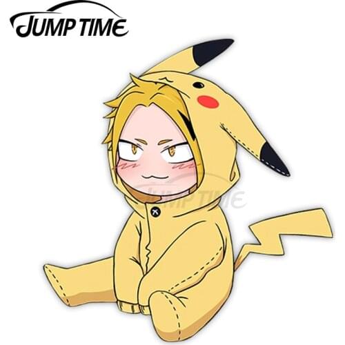 JumpTime 13 x 7.7cm Denki Kaminari Kawii Anime Decal RV Waterproof Air conditioner Car Stickers Windows Personality Decoration