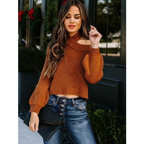 Plus Size Sexy Off-shoulder Slim Knit Sweater Women Commuter Loose Round Neck Casual Long-sleeved Autumn And Winter 2021