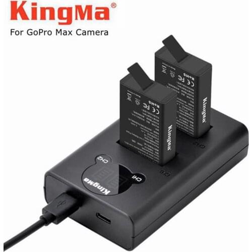 1/2/3/4Pcs For GoPro Max Rechargeable Battery+LCD Display Battery Charger For Go Pro Max Panoramic Camera Charging Accessories