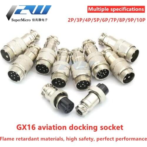 1 set butt aviation plug socket GX16-2/3/4/5/6/7/8/9/10 core 16MM aviation connector