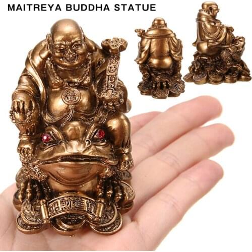 1 PC Buddha Riding A Toad Statue Decoration Medallion Imitation Copper Decoration Lucky Fortune New Home Practical Gift