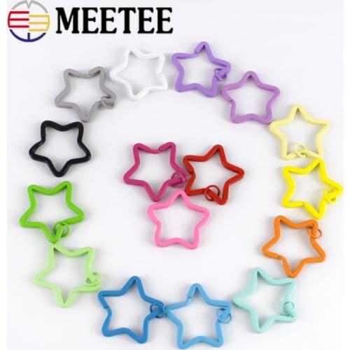 20pcs Meetee 35mm Candy Color Keychain Circle Rings Buckles Star Shape Holder Split Ring DIY Key chains Decor Accessories AP432
