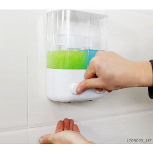 1000ml Bathroom Soap Dispenser Double Slot Wall Mounted Adhesive Shampoo Container Clear Liquid Lotion Storage