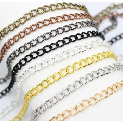 2m/lot 2.5 3.5 4.5mm width Link Ring Extended Extension Necklace Chains Tail Extender Chain For DIY Jewelry Making Supplies