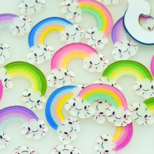20PCS 32X20mm Flatback Acrylic Cartoon Rainbow Scrapbook Crafts- DIY Phone Decor Headwear Accessories