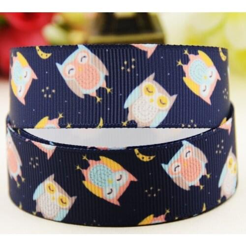22mm 25mm 38mm 75mm owl cartoon printed Grosgrain Ribbon party decoration 10 Yards X-03683