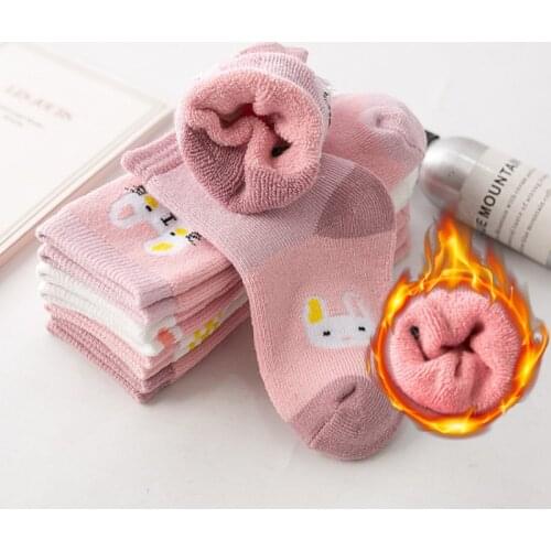 5 Pairs/Lot Winter Baby Girls Boys Socks Cute Thicken Warm Kids Sock Cartoon Toddler Christmas Anime Socks For 1-12Yrs Children