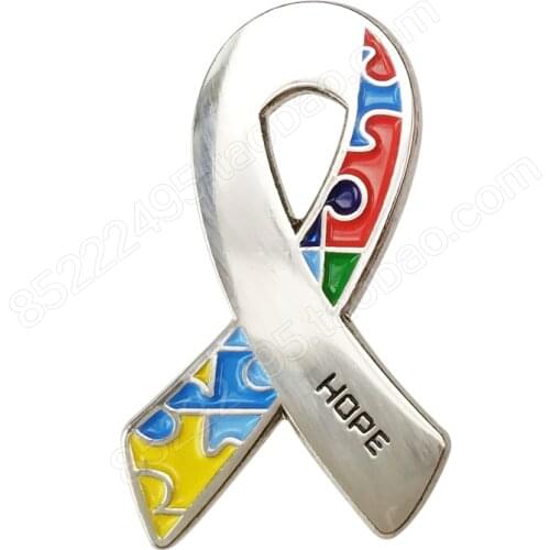 Autism Awareness HOPE Jigsaw Puzzle Ribbon Lapel Pins