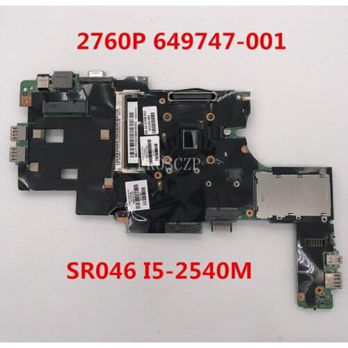 Free shipping For elitebook 2760P Laptop motherboard 649747-001 653456-001 With SR046 I5-2540M CPUworking well
