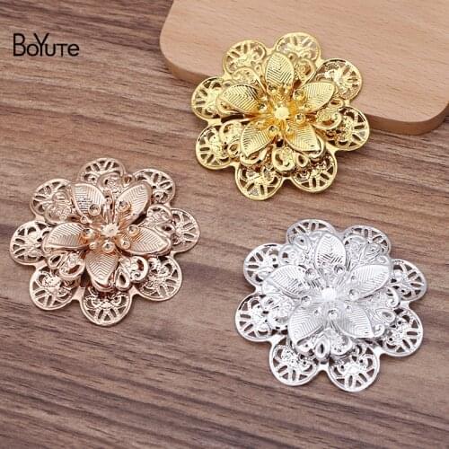BoYuTe (20 Pieces/Lot) 60MM 4-Layer Iron Flower Sheet Materials Factory Direct Sale DIY Handmade Jewelry Accessories