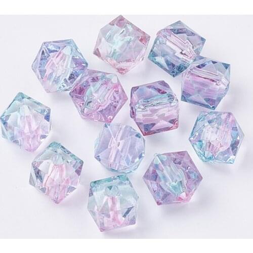 100pcs Fashion Acrylic Beads Two Tone Transparent Spray Painted for Jewelry Making DIY Bracelet Necklace 7.5x8x8mm Hole: 1mm