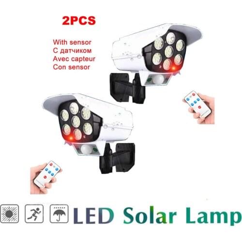 2pcs remote solar fake monitor dummy camera Light Outdoor Lamp with Motion Sensor Street Spotlight SunLight for Garden Decoratio