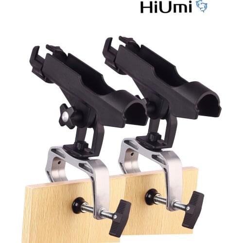 HiUmi Fishing Boat Rods Holder with Large Clamp Opening 360 Degree Adjustable Fishing Rod Racks Folding Holder