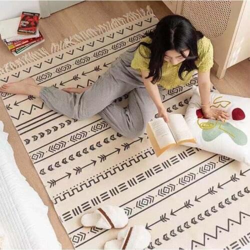 Retro Morocco Hand Woven Cotton Carpet And Rug for Home Living Room Bedroom Carpet Floor Mat Turkey Bedside Rug Sofa Tatami Mat