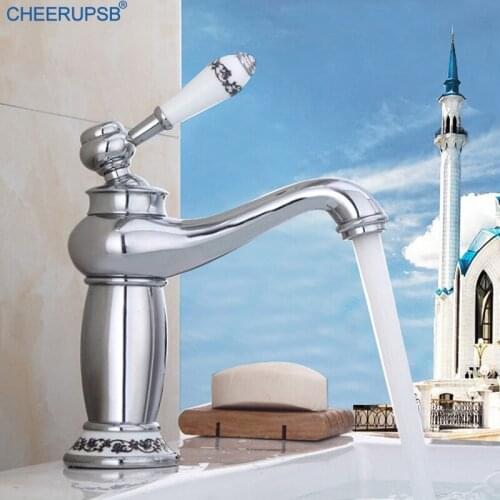 Bateria Umywalkowa Basin Ceramic Faucet Single Hole Bathroom Mixer Tap Deck Mount Bronze Faucets Copper Hot Cold Water Taps K015