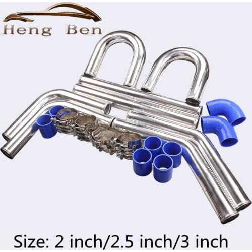 2" 2.5 "3" INCH UNIVERSAL 2MM THICKNESS ALUMINUM INTERCOOLER TURBO PIPE PIPING KIT