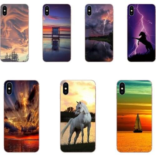 Horse Sunset Clouds Ultra Thin Cartoon Pattern For Huawei Honor Mate 20 p40 lite pro 10i 20i 8S lite Y9 Y7 Y5 Prime 2019 2018