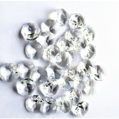 Best price 200pcs/lot 14mm clear Crystal Octagonal beads for Chandelier parts Hanging Curtain accessories decoration+Free rings